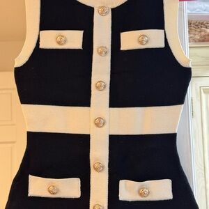 Endless Rose Sleeveless Black & Cream Button Front Knit Dress $39 (orig $148.)